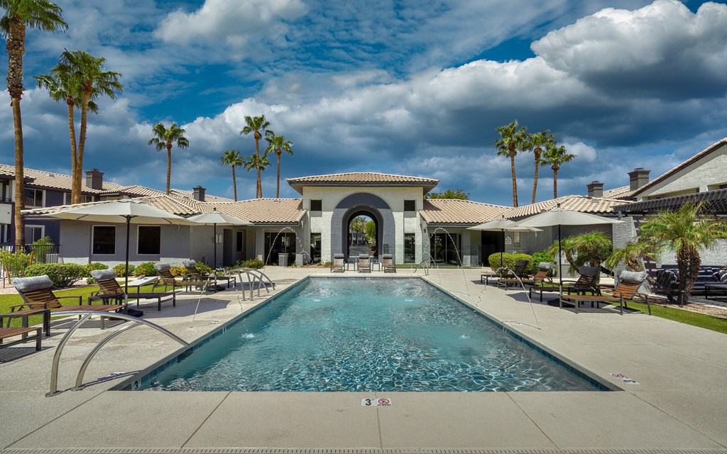 Mountainside Pool Resort Style Pool with Lounge Seating