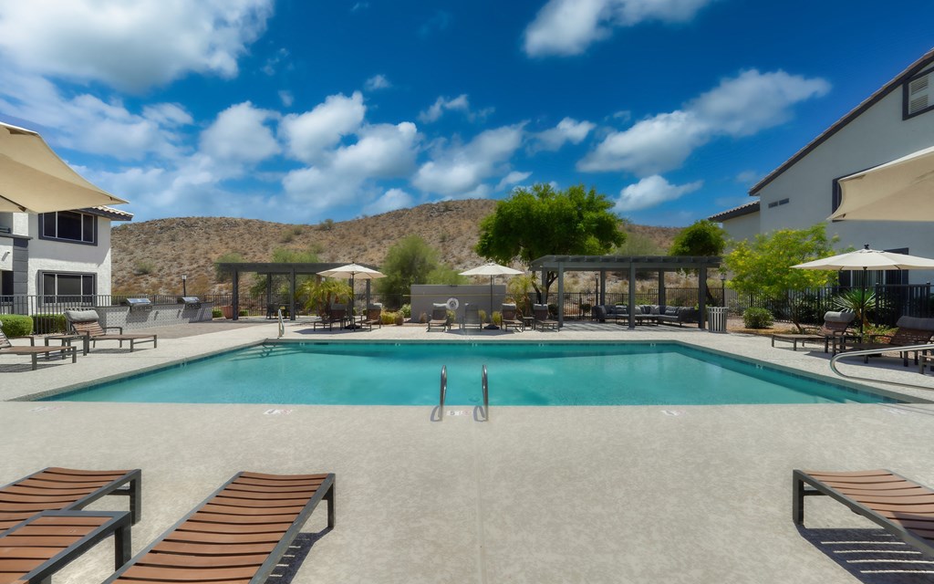 Mountainside Pool Resort Style Pool with Lounge Seating
