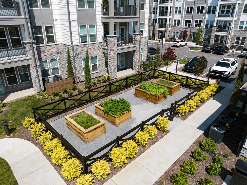 Harpeth Heights Outdoor Garden Plot with Raised Planters and Walking Paths