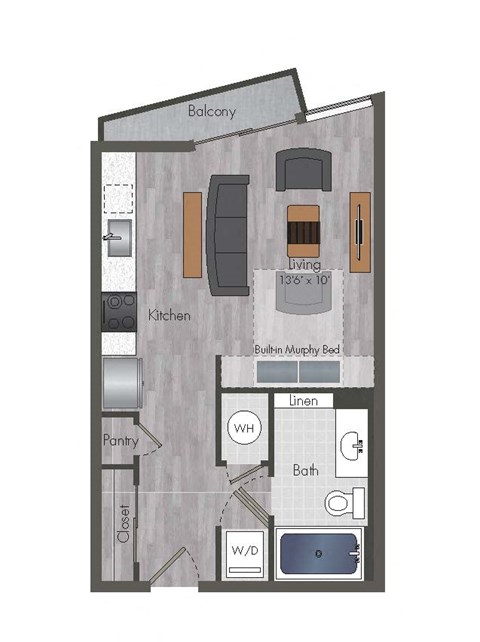 Studio Floor Plan at 675 N. Highland, Atlanta, 30306
