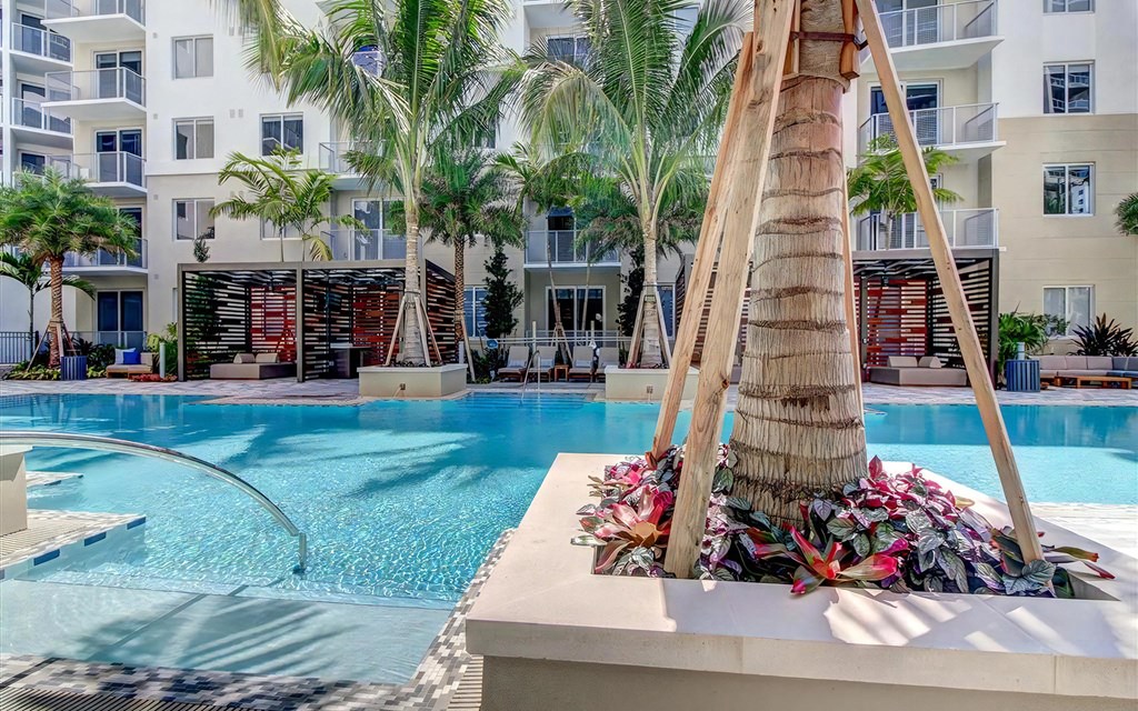 Outdoor Patio with Pool and Landscaping
