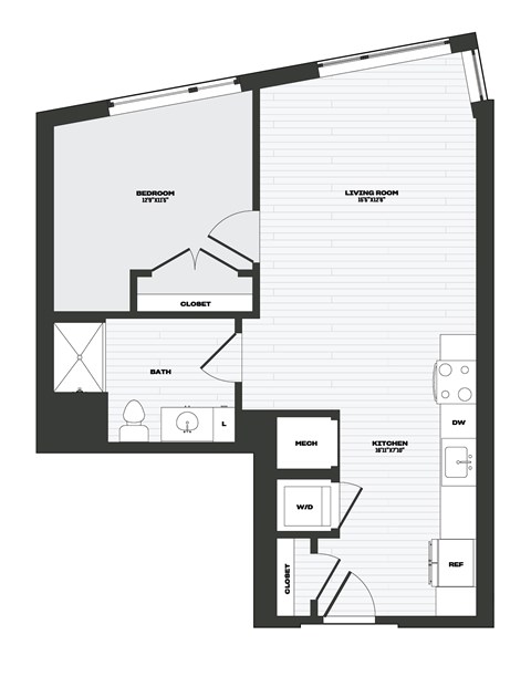 A black and white image of a floor plan for a home.