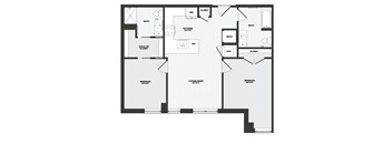 A black and white floor plan of a house with labeled rooms.