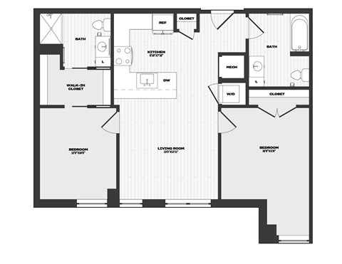 A black and white floor plan of a house with labeled rooms.