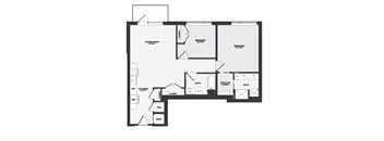 A black and white image of a house floor plan.
