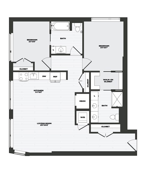 A black and white image of a floor plan for a house.