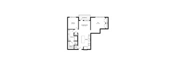 A floor plan of a house with a living room, dining room, kitchen, and bedrooms.