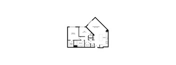 A black and white image of a house floor plan.