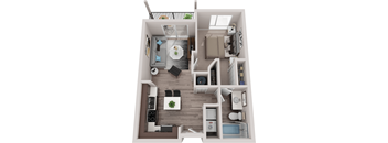 1 bedroom 1 bathroomA1a Floor Plan at South of Atlantic Luxury Apartments, Florida
