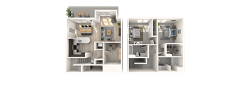 T1.2  Townhome  2 Beds 2.5 Baths Floor Plan