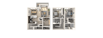 T1  Townhome  2 Beds 2.5 Baths Floor Plan