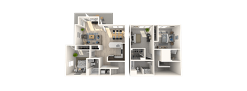 T2.1 Townhome  3 Beds 2 Baths Floor Plan