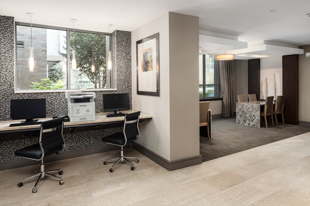 Work-From-Home Ready Space Featuring Computers, Printer, and Natural Light
