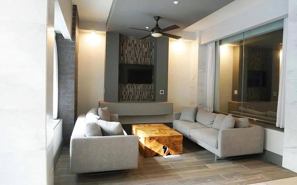 Cozy Lounge with Couches and TV