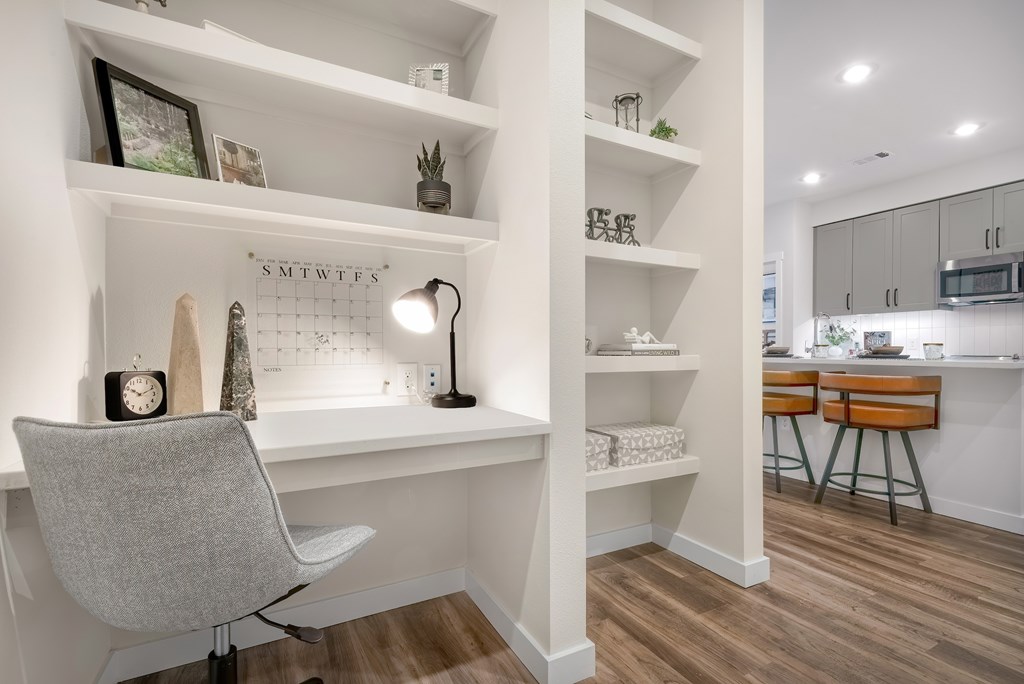 In-Home Study Corner with Task Lighting and Stylish Storage Options