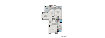 A floor plan of a Topaz apartment with 1,200 square feet.