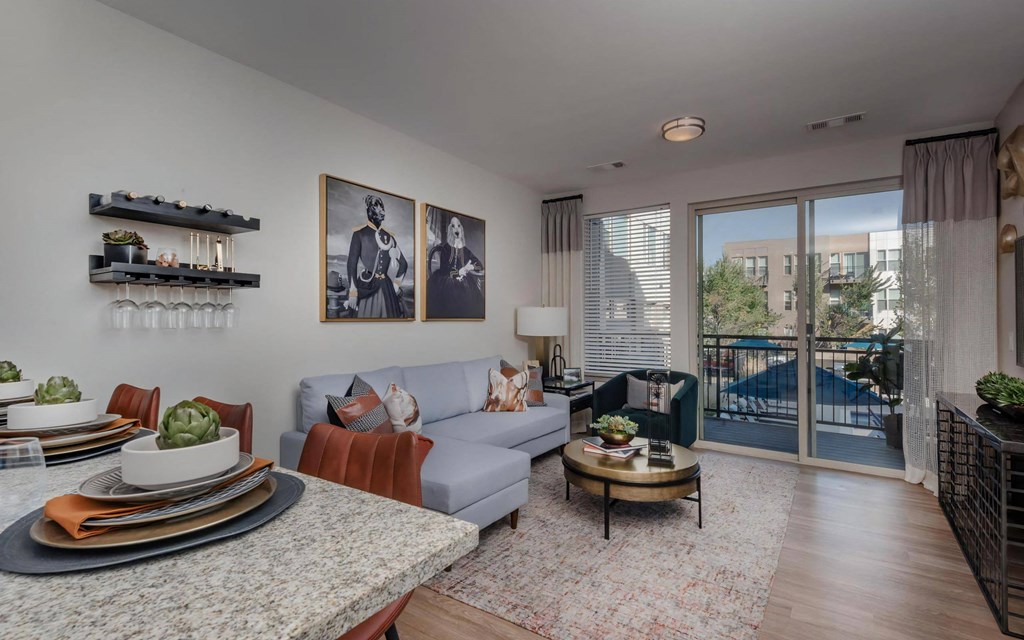 Living Room with Sliding Glass Patio Door