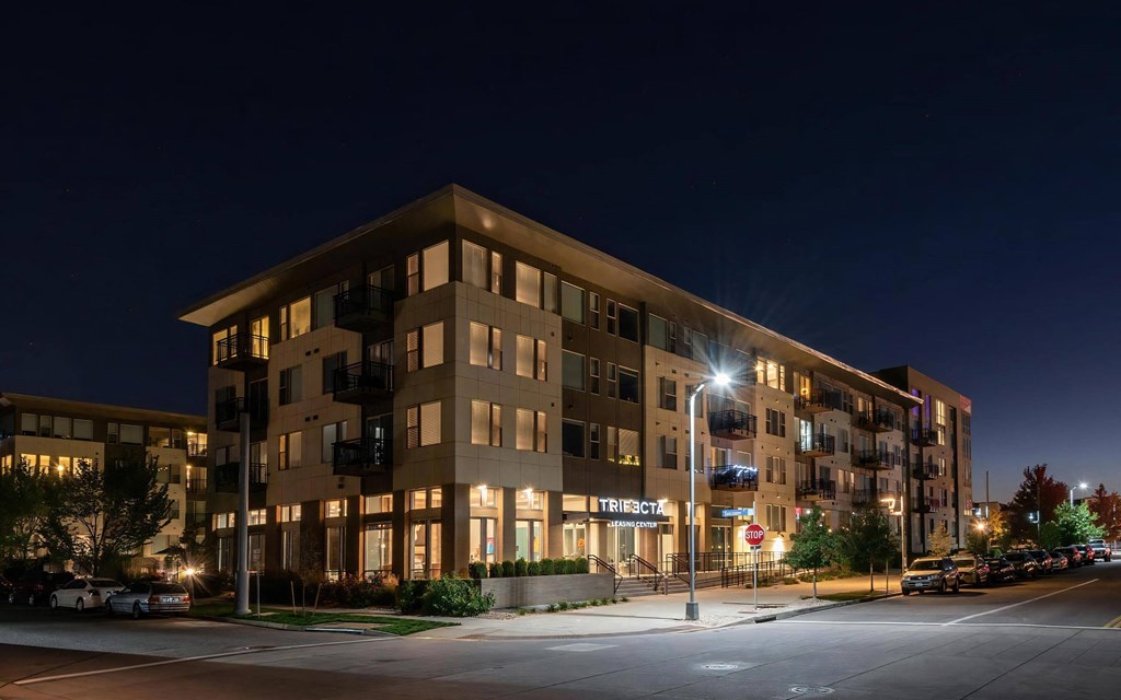 Evening Street View of Building