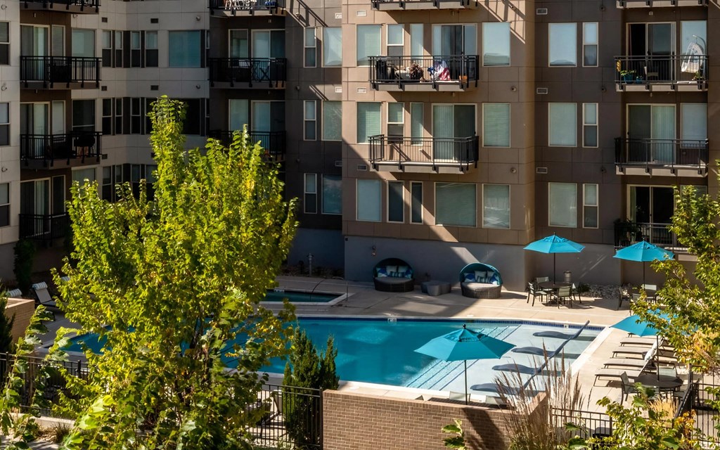 Overhead View of Courtyard with Swimming Pool