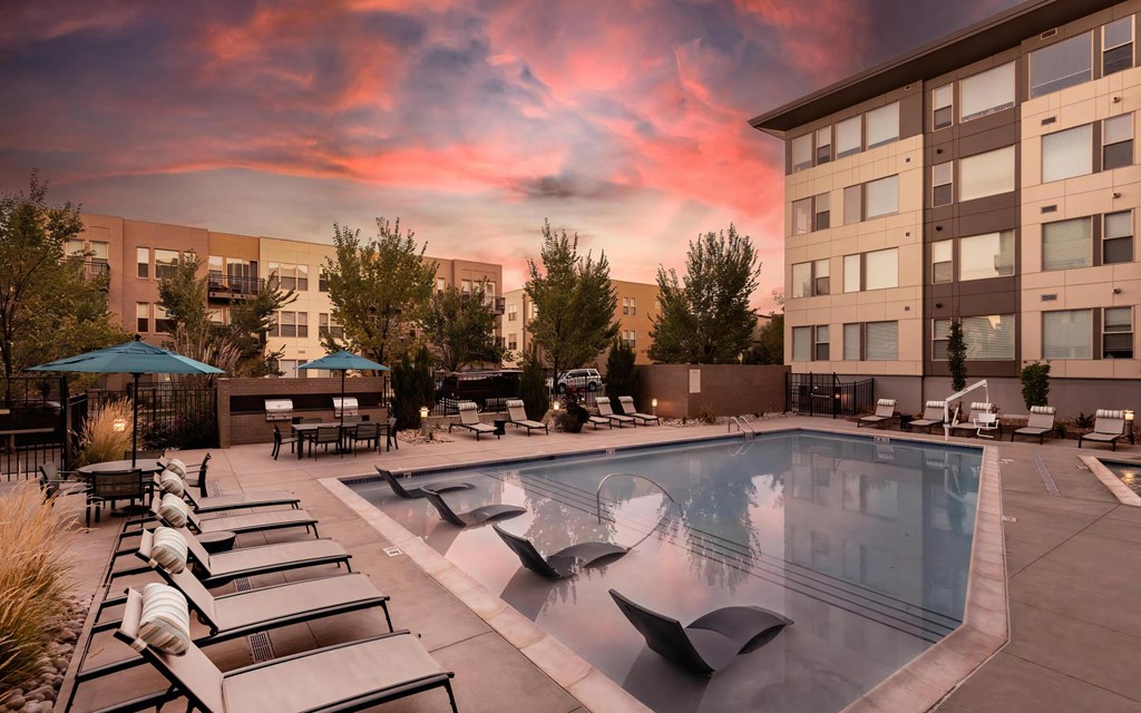 Resort Style Swimming Pool with Chaise Lounges