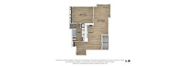one bedroom one bath 1228 SF