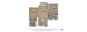 two bedroom two bath 1391 SF