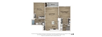 two bedroom two bath 1425 SF