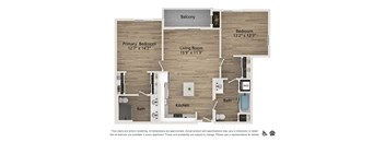 a floor plan of a studio apartment with a bedroom and a living room