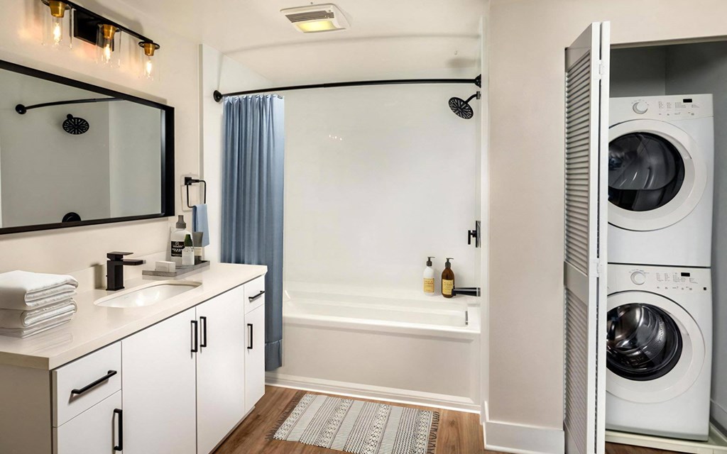 Venice on Rose Apartments Bathroom Modern Bathrooms with Full Size W.D