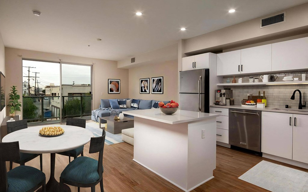 Venice on Rose Apartments Rooms Modern Open Concept for Living and Dining Areas