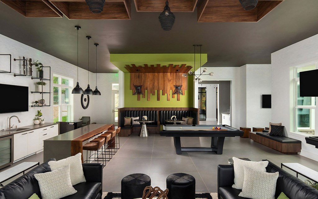 Lounge with Seating and Pool Table