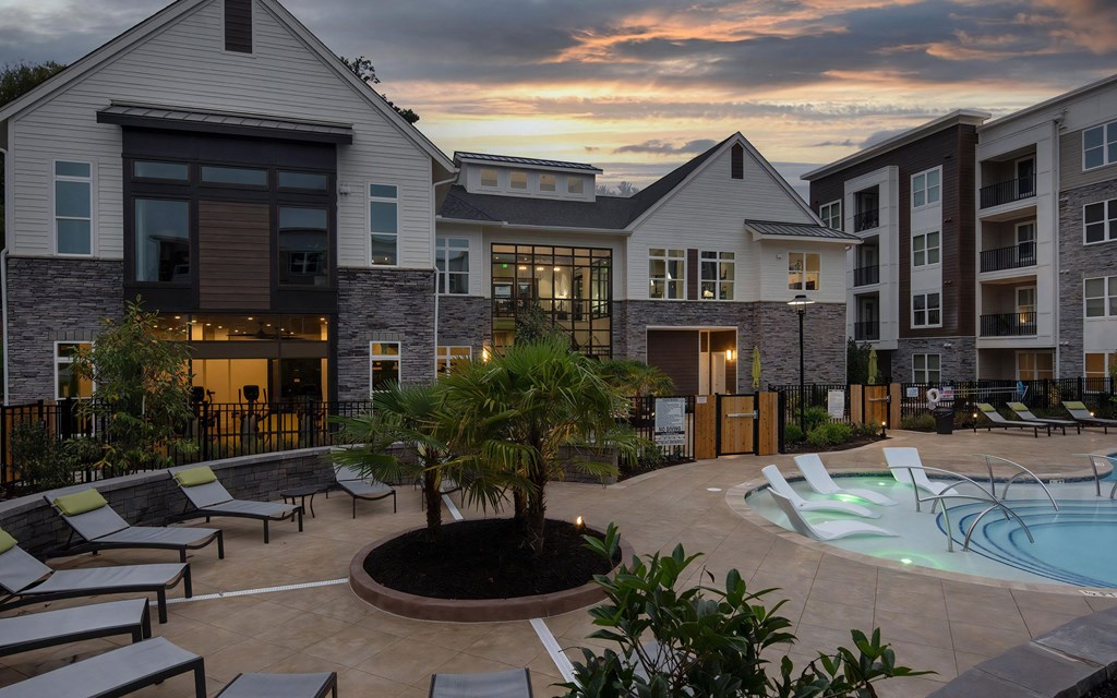 Outdoor View of Clubhouse at Sunset