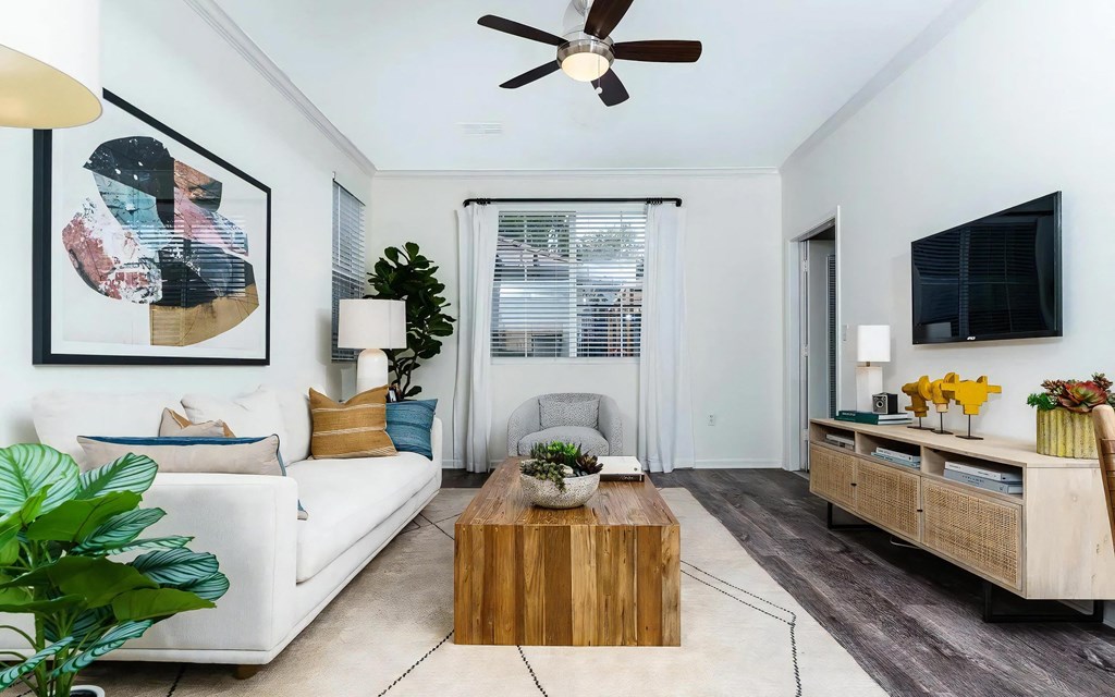 Living Room with Ceiling Fan