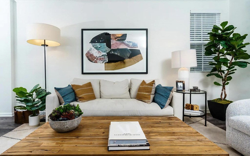 Living Room with Wood Style Flooring