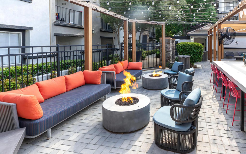 Fire Pits with Hanging Lights Overhead