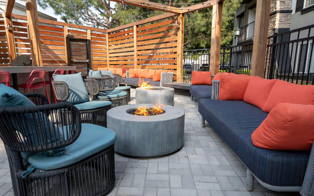 Outdoor Lounge with Fire Pits and Couches