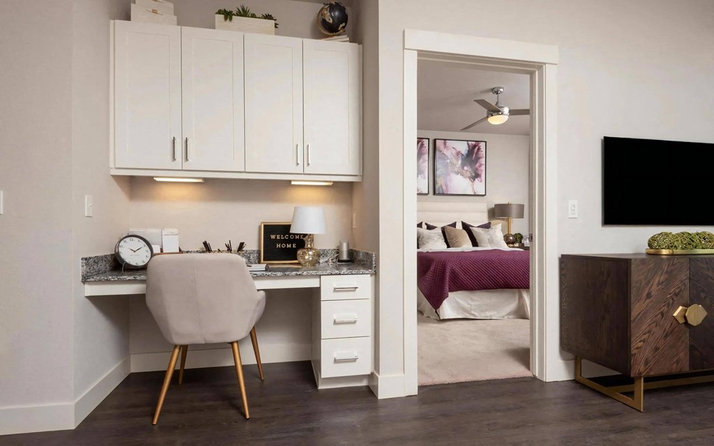 Built In Desk With Granite Counter Tops