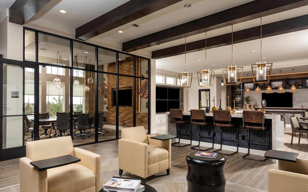 Lounge with Laptop Chairs and Bar Seating