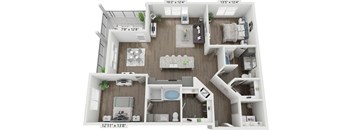A 12'11" x 13'8" floor plan of a house with a kitchen, living room, and bathroom.