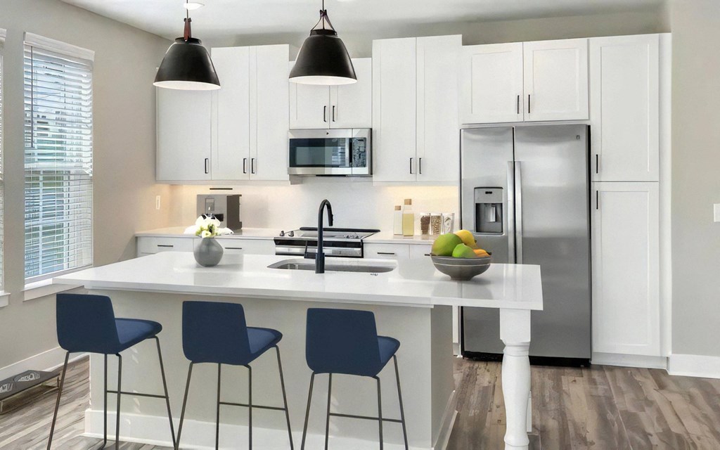 Broadstone Upper Westside Apartments Kitchen Large Open Kitchen with Side by Side Refrigerator