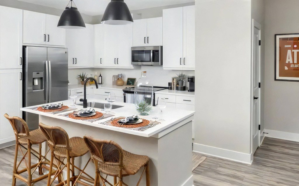 Broadstone Upper Westside Apartments Kitchen Large Open Kitchen with Side by Side Refrigerator