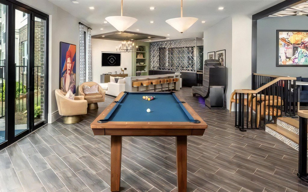 Broadstone Upper Westside Community Entertainment Game Room with Billiards