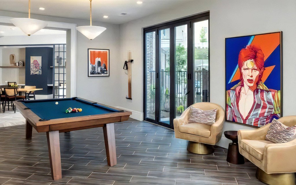 Broadstone Upper Westside Community Entertainment Game Room with Billiards