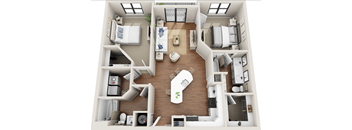 2 bedroom 2 bathroom Floor plan B at 401 Oberlin, Raleigh