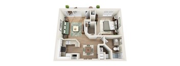 Floor plan A1, The Pompano, a 1-bed, 1-bath 718 SF apartment in St. Petersburg, FL