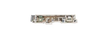 Floor plan A2, The Destin, a 1-bed, 1-bath 820 SF apartment in St. Petersburg, FL