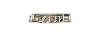Floor plan A3, Sarasota, a 1-bed, 1-bath 864 SF apartment in St. Petersburg, FL