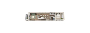 Floor plan A4, The Pensacola, a 1-bed, 1-bath 970 SF apartment in St. Petersburg, FL