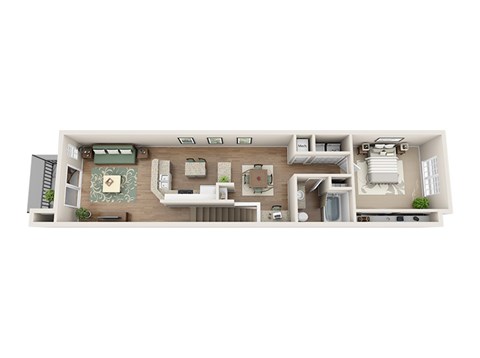 Floor plan A4, The Pensacola, a 1-bed, 1-bath 970 SF apartment in St. Petersburg, FL