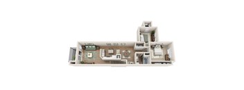 Floor plan B1, The Daytona, a 2-bed, 1-bath 1,137 SF apartment in St. Petersburg, FL